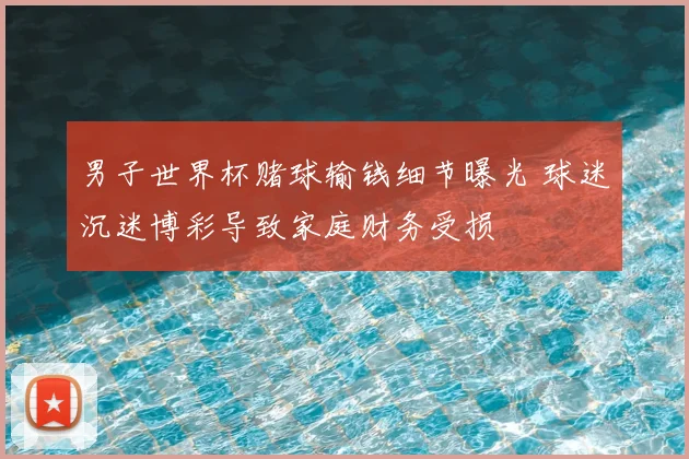 男子世界杯赌球输钱细节曝光 球迷沉迷博彩导致家庭财务受损