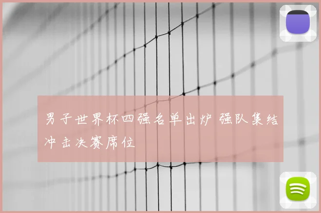 男子世界杯四强名单出炉 强队集结冲击决赛席位